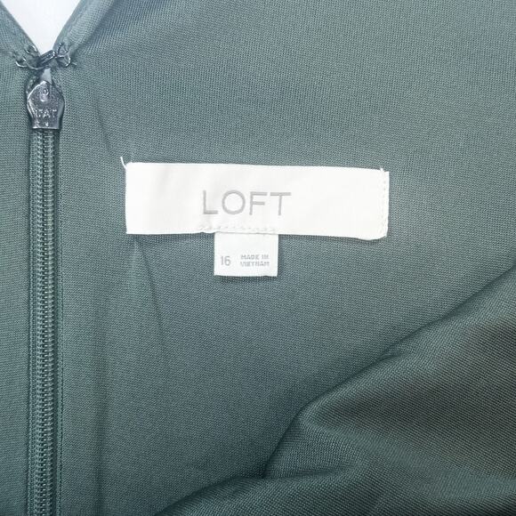 LOFT Hunter Green V-Neck Dress Size 16 | Sleeveless | - Picture 6 of 7